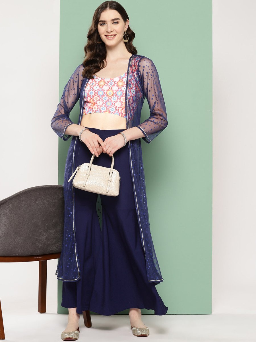 Ahalyaa Printed Ethnic Co-Ords with Shrug - Swadesiicart