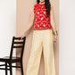 InWeave Women's Red Brocade Halter Top - Swadesiicart