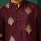 trueBrowns Men's Wine Geometric Viscose Silk Long Kurta | Swadesiicart