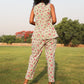trueBrowns White Cotton Block Print Sleeveless Co-Ord set - Swadesiicart