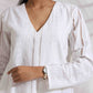 trueBrowns White Cotton Schiffli Co-ord Set - Swadesiicart