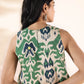 trueBrowns Green Cotton Ikat Sleeveless Co-ord Set - Swadesiicart