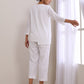 trueBrowns White Dobby Short Asymmetric Co-Ord Set - Swadesiicart