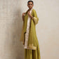trueBrowns Green Silk Sharara Dupatta Set | Swadesiicart