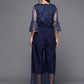 Ahalyaa Printed Bell Sleeves Crepe Basic Jumpsuit With Waist Tie-Ups | Swadesiicart