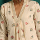 trueBrowns Ivory Multi Color Floral Cotton Front Gathered Kurta Pant Set | Swadesiicart