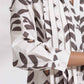 trueBrowns White Cotton Stripe Print Pleated Kurta Set | Swadesiicart
