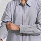 trueBrowns Grey Stripe Cotton Shirt Dress | Swadesiicart