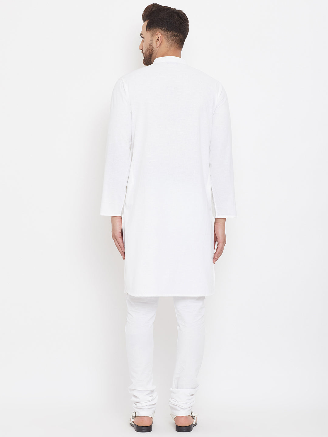 Even Apparels White Pure Cotton Kurta With Band Collar | Swadesiicart