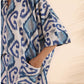 trueBrowns Blue Cotton Ikat Kaftan Co-ord Set - Swadesiicart