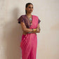 trueBrowns Pink Gold Metallic Ready To Wear Saree | Swadesiicart