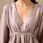 trueBrowns Grey Textured Silk Deep V-Neck Co-Ord Set - Swadesiicart