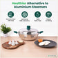 The Indus Valley 14 Pit Tri-Steel Multi Pot Premium Stainless Steel Idli/ Momo Maker/  Veg Steaming Set, Tri-ply Induction Bottom, 2 Plates, 27cm