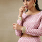 trueBrowns Light Mauve Bandhani Printed Silk Top Skirt Set - Swadesiicart