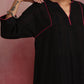 trueBrowns Black Cotton Dobby Kurta Co-ord set - Swadesiicart