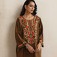 trueBrowns Brown Kashmiri Embroidered Woollen Phiran Kurta | Swadesiicart