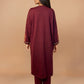 trueBrowns Maroon Embroidered Woollen Phiran Kurta Set | Swadesiicart