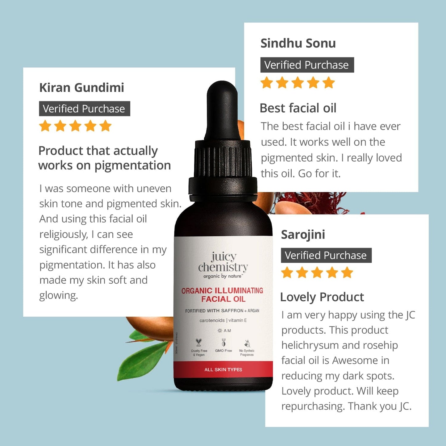 Organic Illuminating Facial Oil Fortified with Saffron + Argan
