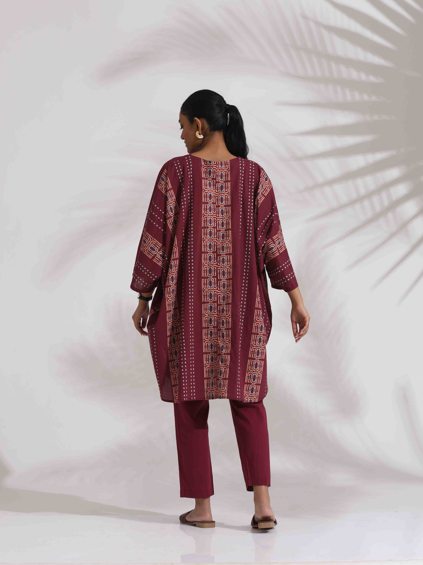 trueBrowns Purple Cotton Print Kurta Co-ord Set - Swadesiicart