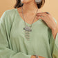 InWeave Women's Sage Green Kantha Boho Full Sleeve Coord Set - Swadesiicart