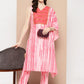 Ahalyaa Printed One-Shoulder Flared Sleeve Sequinned Kurta with Trousers | Swadesiicart