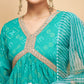 InWeave Women's Aqua S Print Alia Cut Gota Work Kurta Set W Aqua Le Du - Swadesiicart