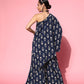 InWeave Women's Blue Boota One Shoulder Top With Palazzo Set - Swadesiicart