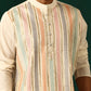 trueBrowns Men's Ivory Multi Colour Striped Cotton Kurta | Swadesiicart