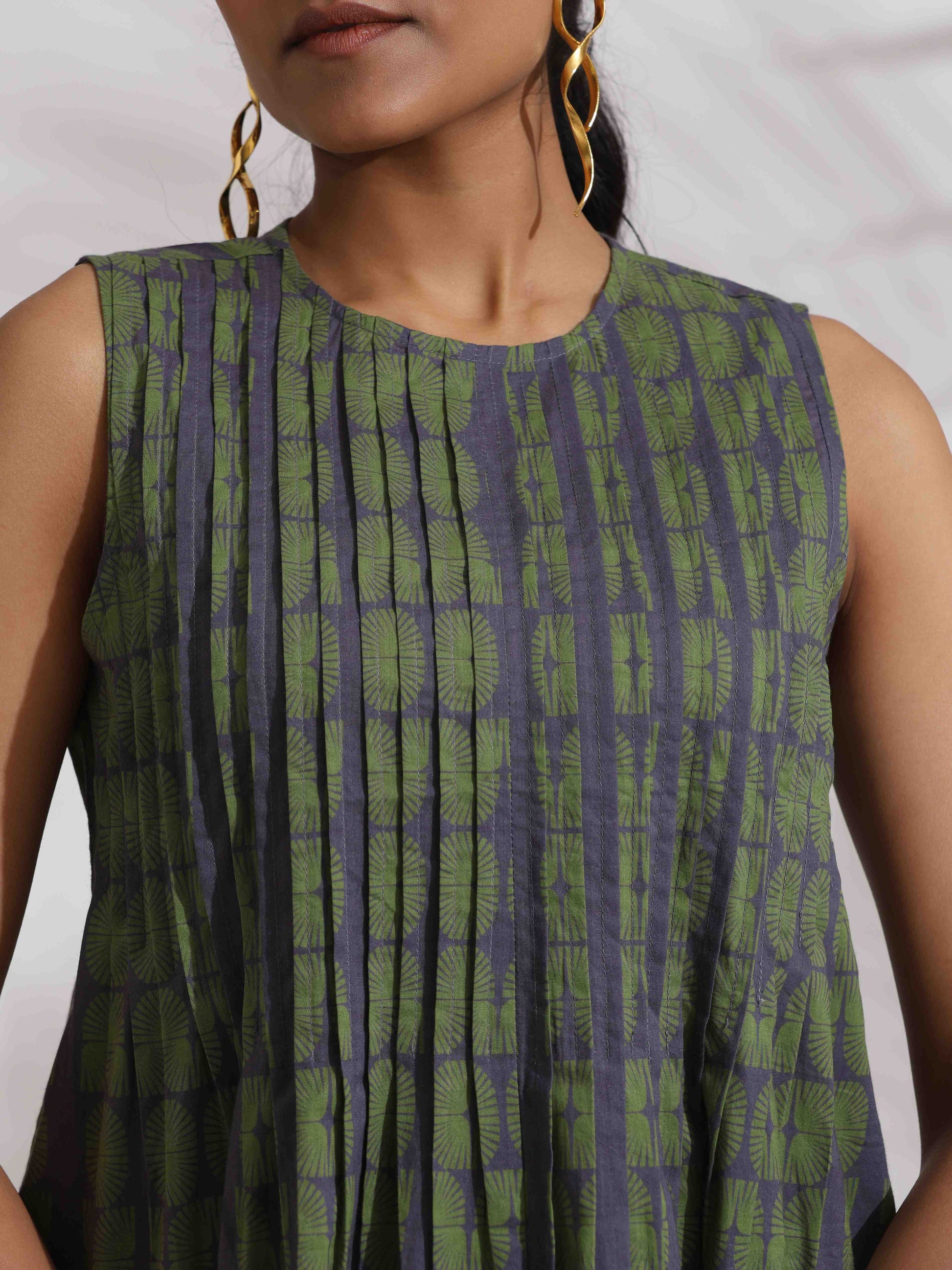 trueBrowns Grey Cotton Skirt Co-ord Set - Swadesiicart