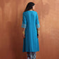 trueBrowns Blue Cotton Flared Anarkali Kurta Set | Swadesiicart