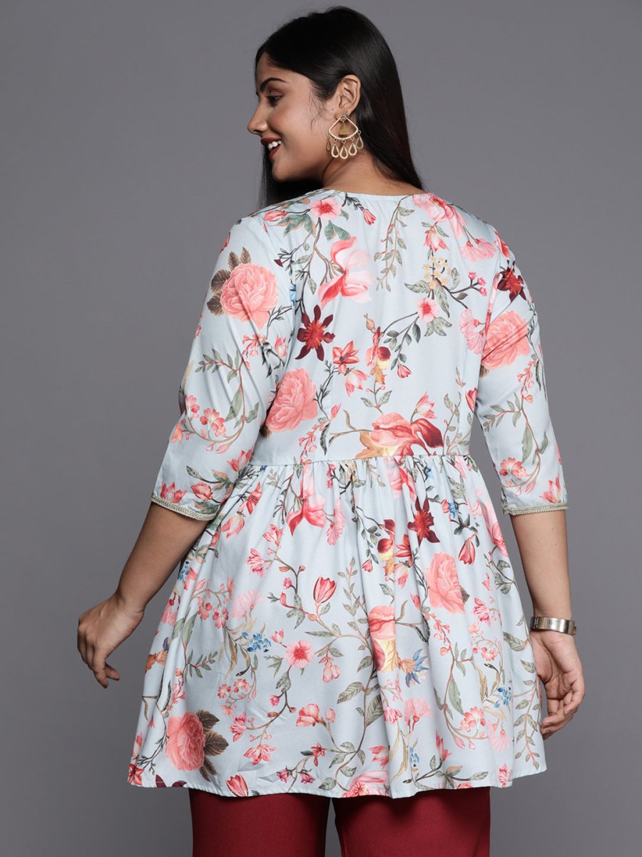 Ahalyaa Plus Size Floral Printed Tunic | Swadesiicart
