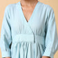 trueBrowns Cotton Linen Light Blue Wrap Dress | Swadesiicart