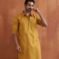 trueBrowns Men's Mustard Cotton Kurta | Swadesiicart