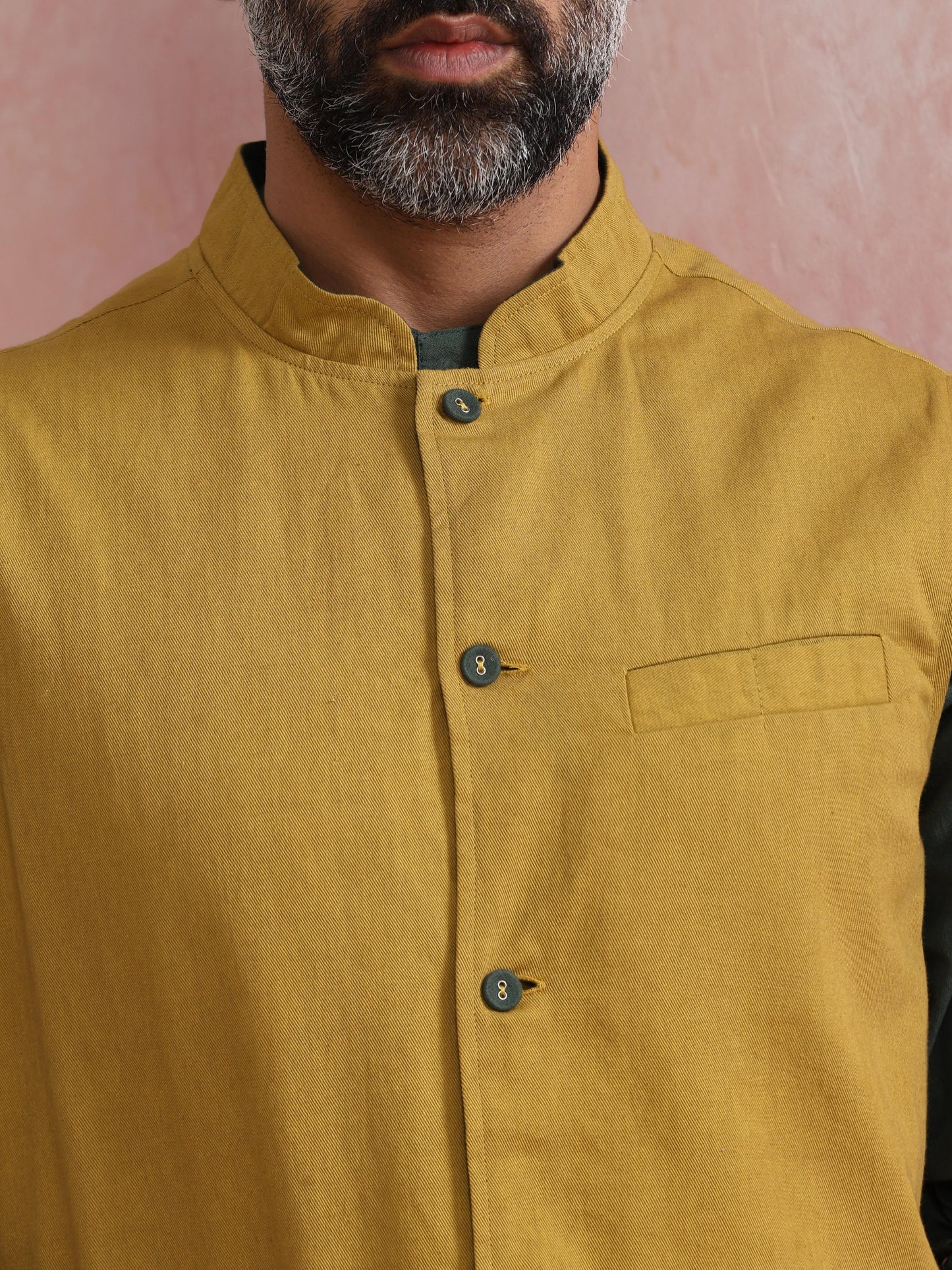 trueBrowns Men's Mustard Cotton Reversible Nehru Jacket | Swadesiicart