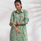 trueBrowns Green Cotton Embroidered Shirt Dress | Swadesiicart