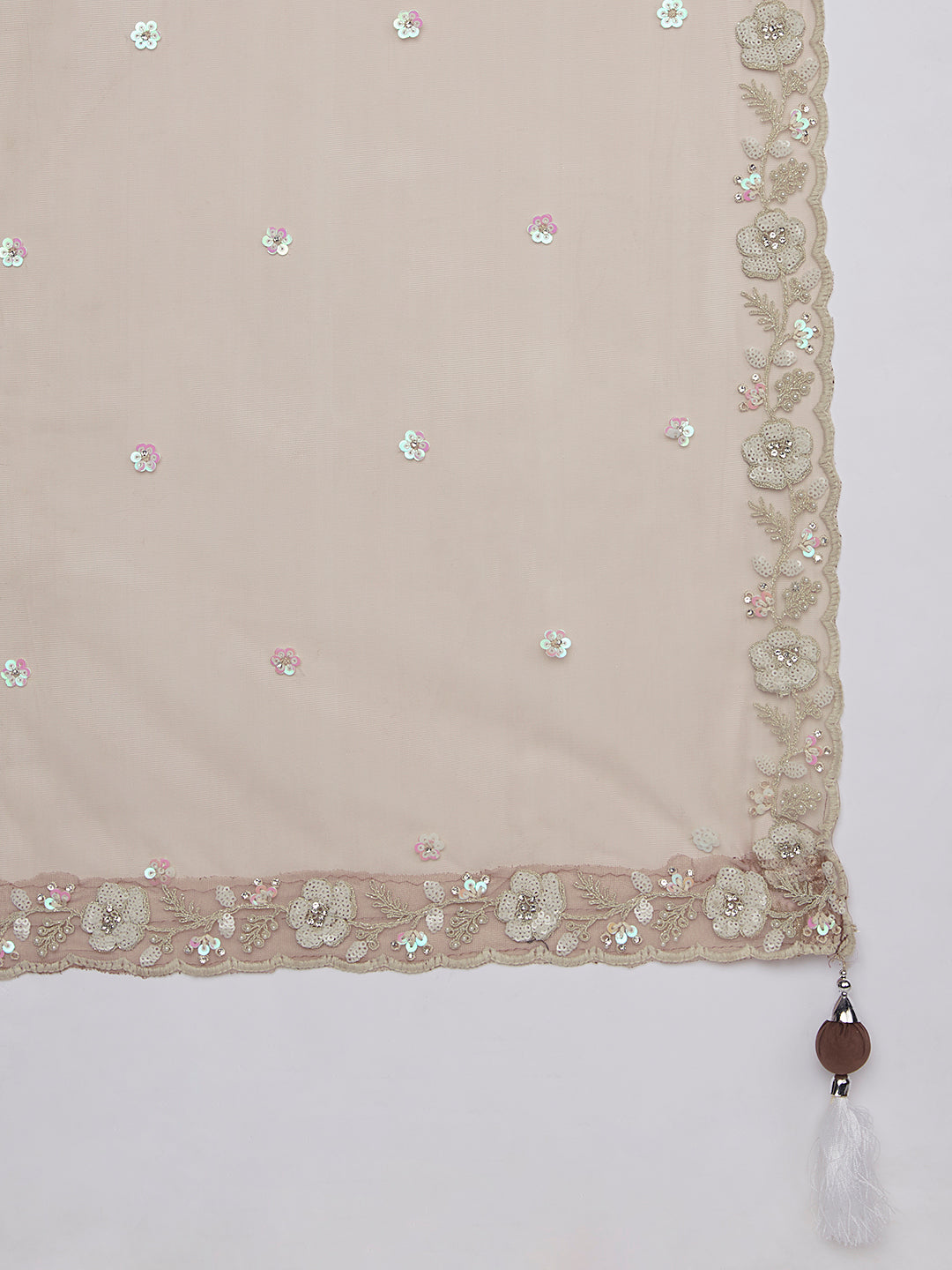 House of Panchhi Rose Gold Pure Georgette Sequins And Thread Embroidery Lehenga Choli & Dupatta | Swadesiicart