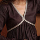 trueBrowns Brown Metallic Flared Anarkali Kurta Set | Swadesiicart