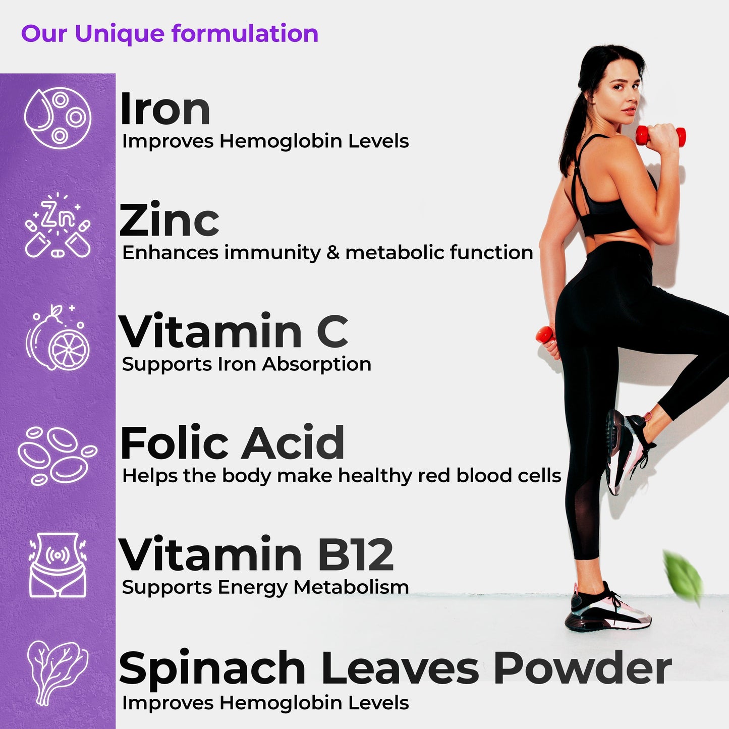 Health Veda Organics Iron + Folic Acid Capsules - Swadesiicart