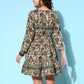 InWeave Women's Off White Green Paisley Print Tiered Dress - Swadesiicart