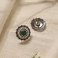 trueBrowns Silver Green Stud Earrings | Swadesiicart