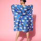 InWeave Women's Ink Blue Indian Bull Print Kaftan - Swadesiicart