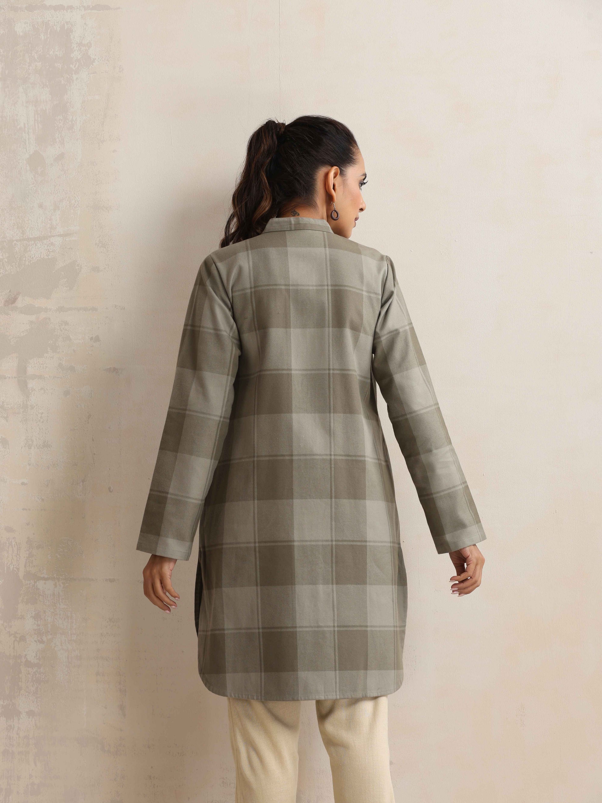 trueBrowns Green Check Winter Shirt Top | Swadesiicart