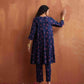 trueBrowns Blue Floral Print Flared Anarkali Kurta Co-ord Set - Swadesiicart