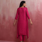 trueBrowns Magenta Highlow Modal Kurta Set | Swadesiicart