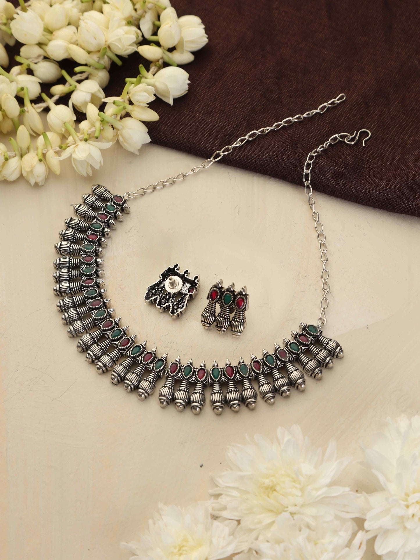 trueBrowns Silver Tone Necklace Set - Swadesiicart