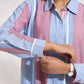 trueBrowns Blue Cotton Stripe Flared Shirt Dress | Swadesiicart
