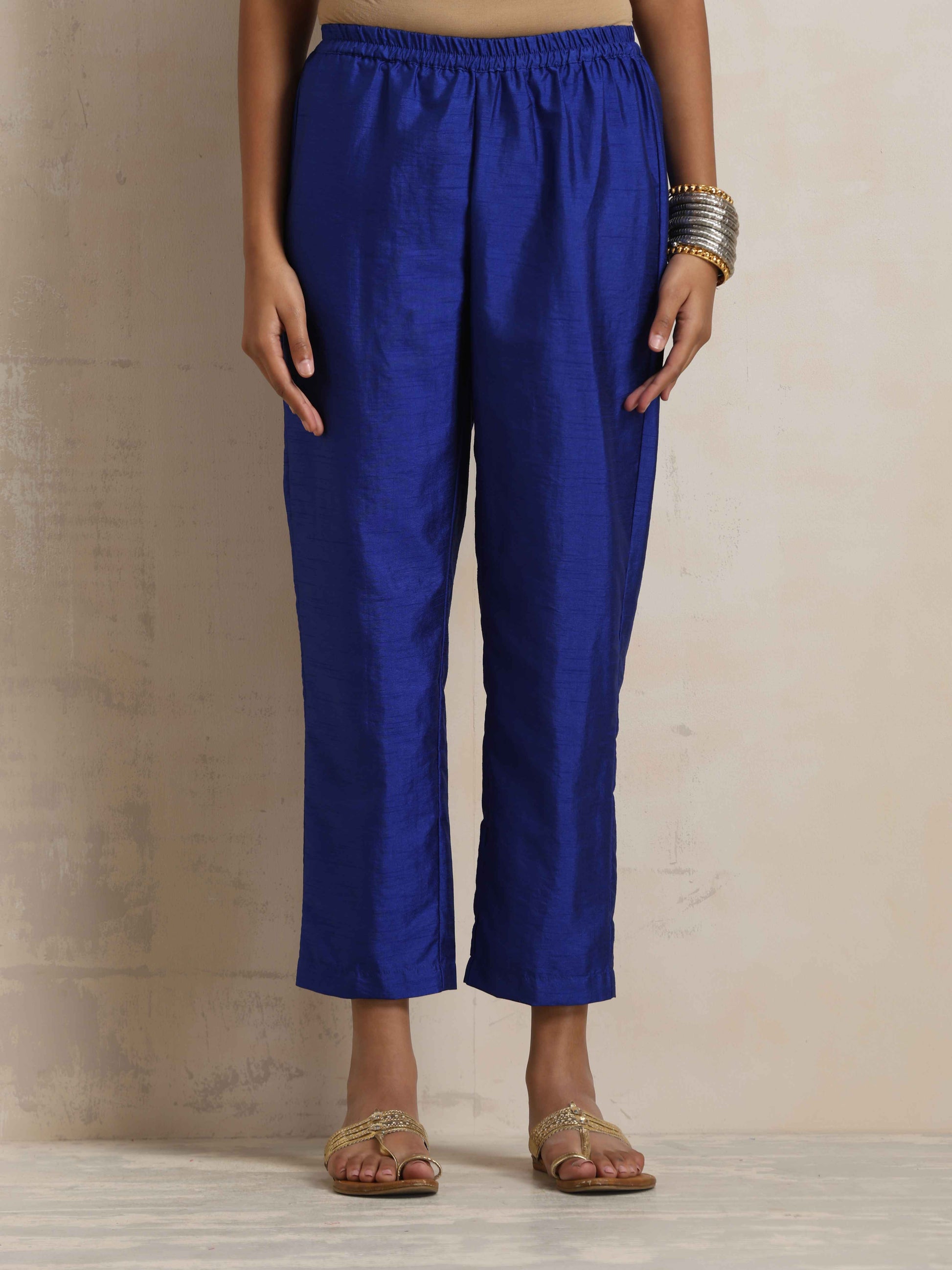 trueBrowns Blue Silk Kurta Co-ord Set - Swadesiicart