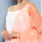 InWeave Women's Cream Strappy With Peach White Chintz Organza Dupatta - Swadesiicart