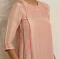 trueBrowns Blush Pink Tissue A-line Kurta Set | Swadesiicart