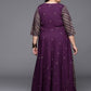 Ahalyaa Plus Size V-neck Maxi Ethnic Dress | Swadesiicart